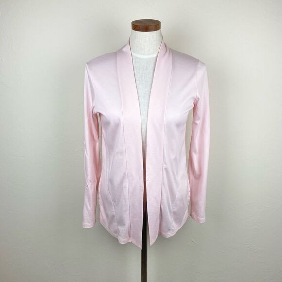 L.L. Bean Pima Cotton Knit Open-Front Cardigan Shawl - Pink - Picture 1 of 6